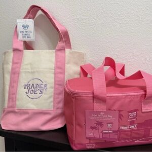 Trader Joe’s Mini Pastel Pink Tote Bag and Mini Insulated Bag Set